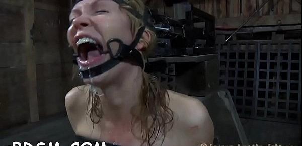  Masked beauty with exposed cum-hole receives wild spanking